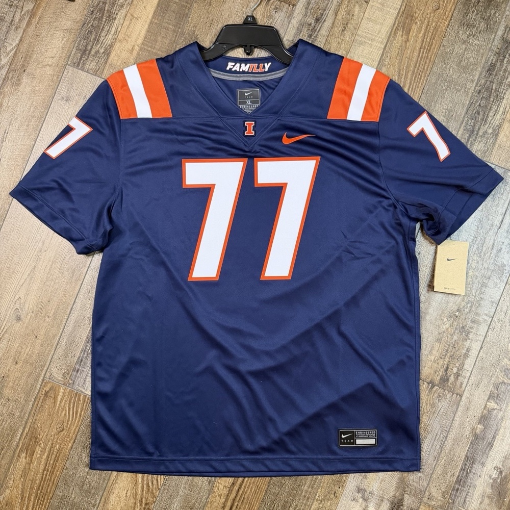 Nike Illinois Fighting Illini Youth Untouchable Football Jersey - #77 - Navy NWT